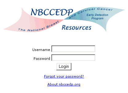 NBCCEDP.org Login Page