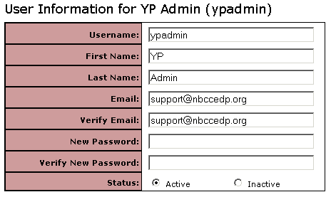 User Information page